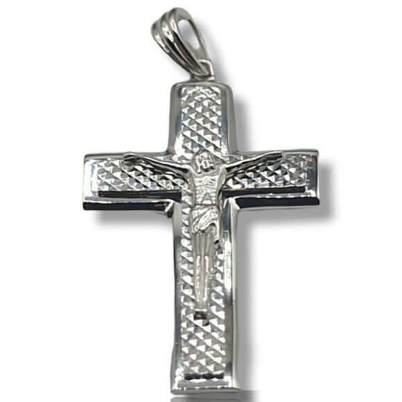 S925 Rhodium Finish over Real 925 Sterling Silver Crucifixion Cross. - Picture 13 of 13